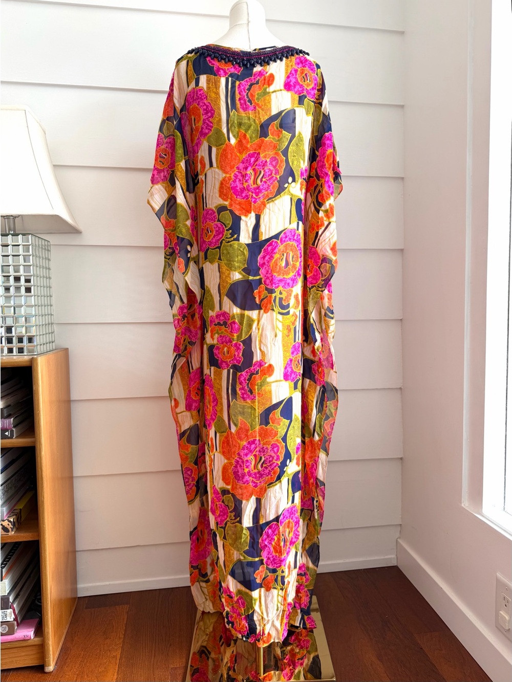 Trina Turk Resort 2016 Runway Silk Floral Maxi Caftan Dress Multi M - Picture 7 of 12